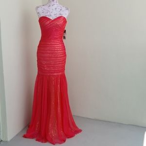NWT new La Femme prom gown coral mermaid evening dress 2